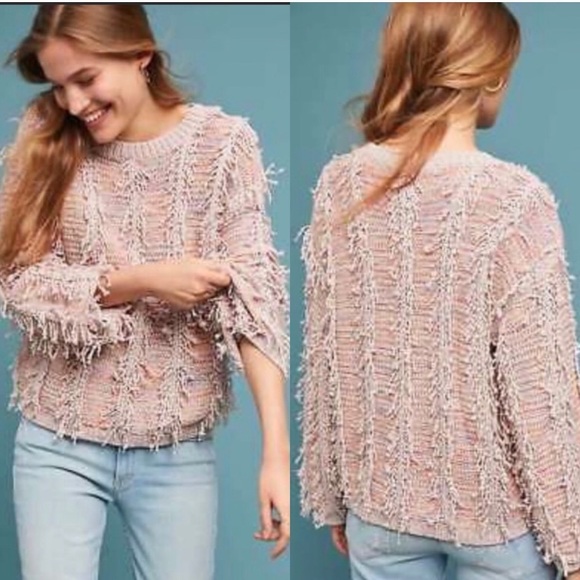 Brooklyn Pink Fringe Sweater Xxs 